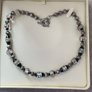Glass hand strung necklace with toggle clasp